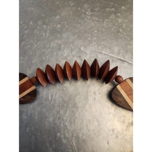 Vintage Wooden Bead Necklace 26" long with Barrel Clasp - Picture 6 of 6